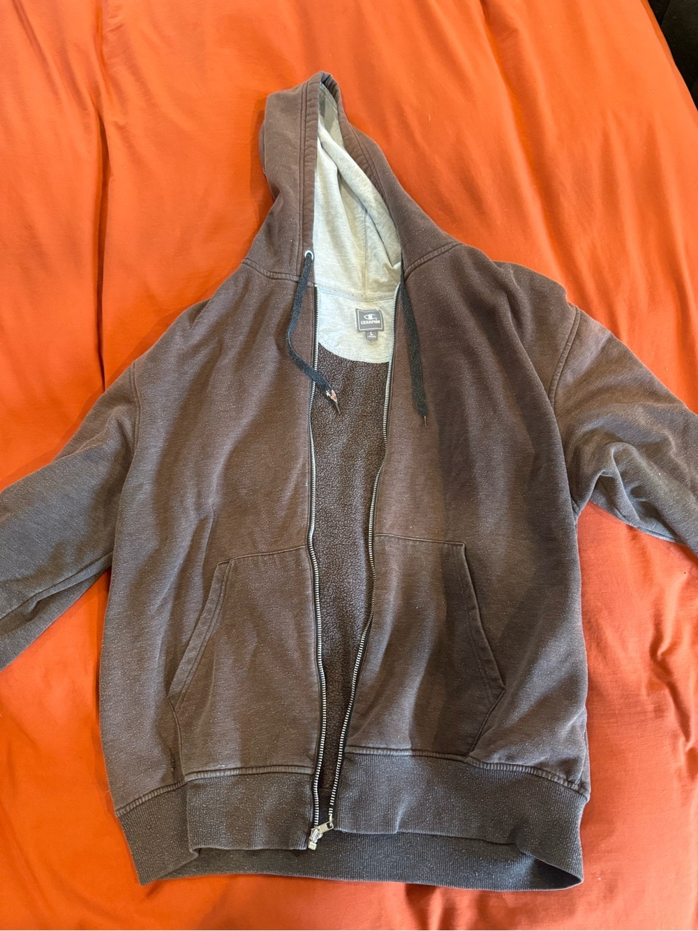 Champion Brown Full-Zip Hooded Sweatshirt
